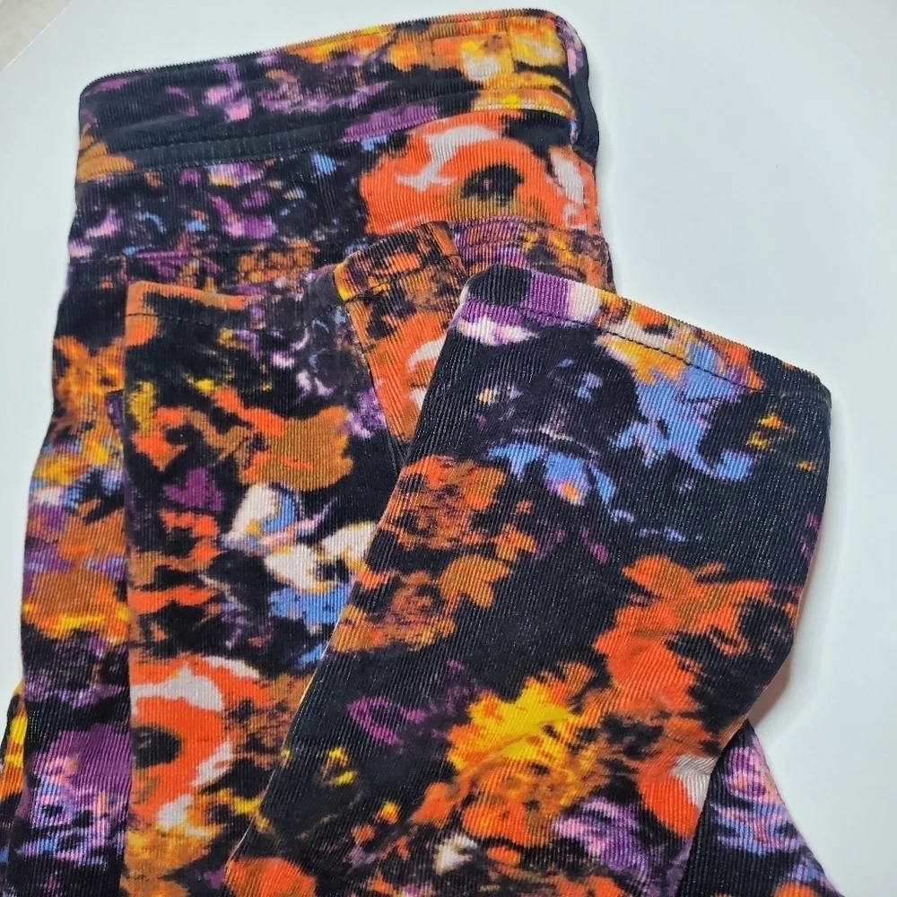 Anthro Pilcro Colorful Floral Corduroy Skinny Pants Sz 27